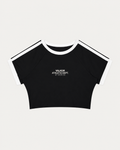 Valkor 97 Raglan Crop Tee in black, front view