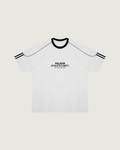 Valkor 97 Raglan Tee in flower gray with black sleeves, front view